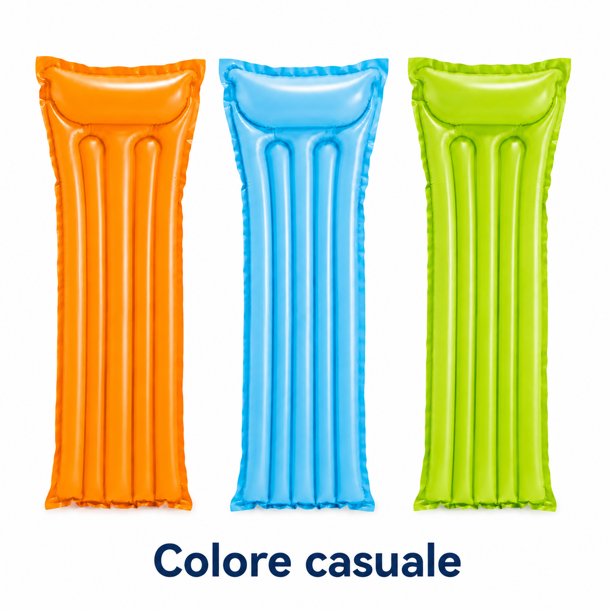 Materassino Gonfiabile da Piscina 183x69 cm con Cuscino Integrato, Lettino Galleggiante Leggero per Mare, Piscina e Vacanze – 3 Colori