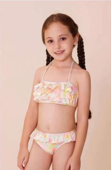 Costume da Bagno Bambina Due Pezzi con Volant e Fantasia Sirena