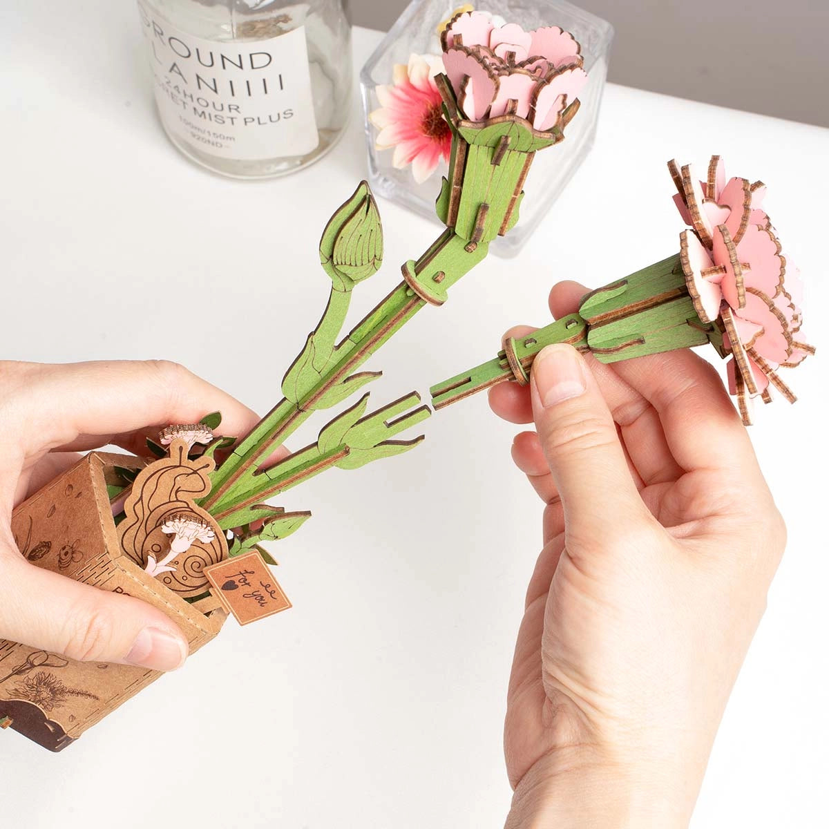 Rowood DIY Fiore in legno Garofano rosa TW051