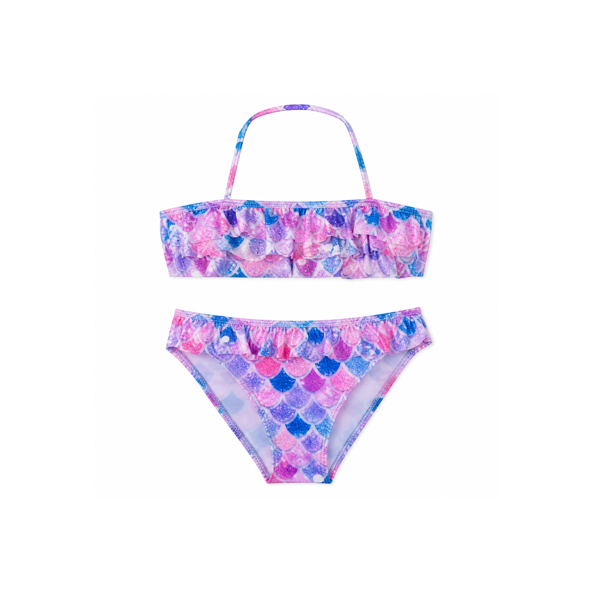 Costume da Bagno Bambina Due Pezzi con Volant e Fantasia Sirena