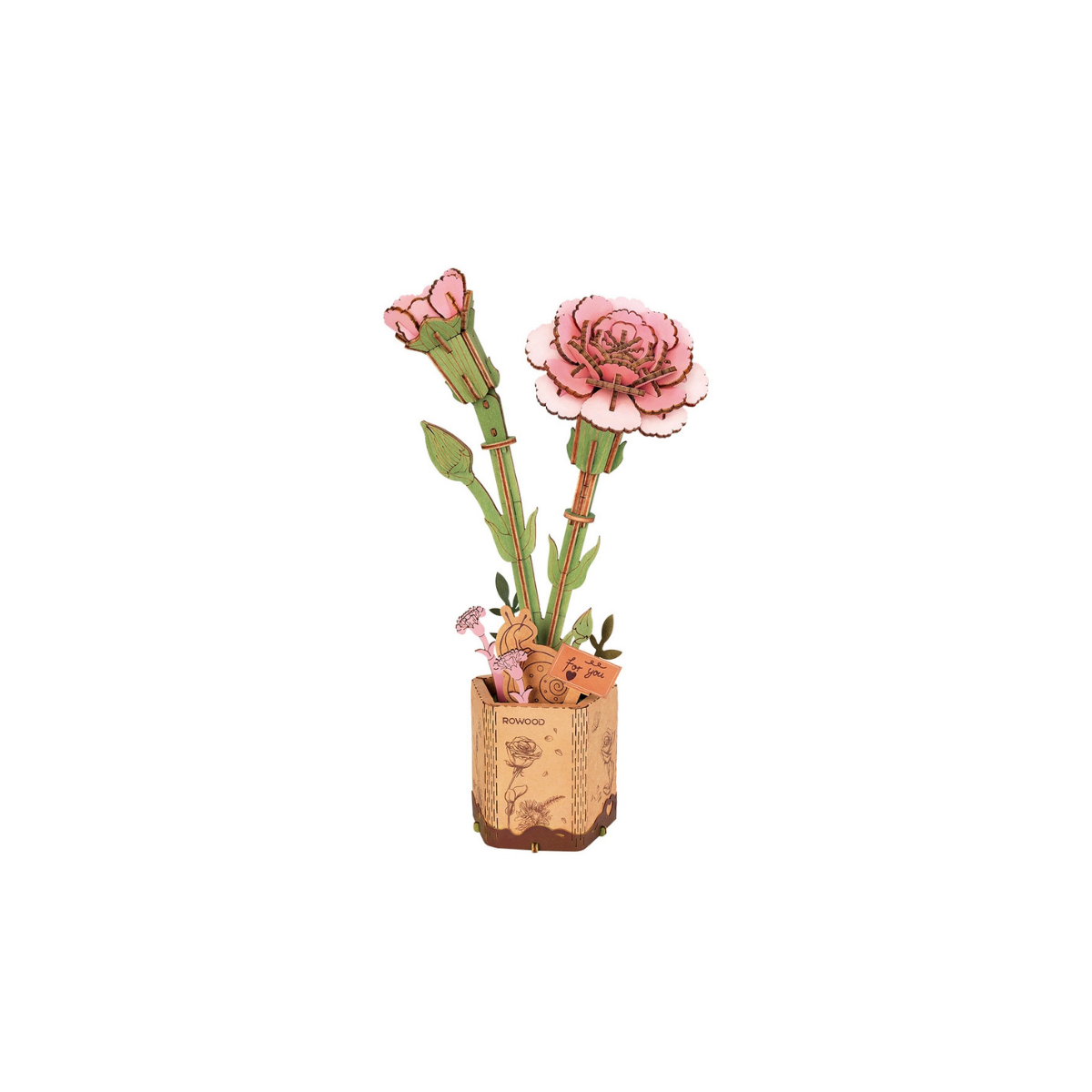 Rowood DIY Fiore in legno Garofano rosa TW051
