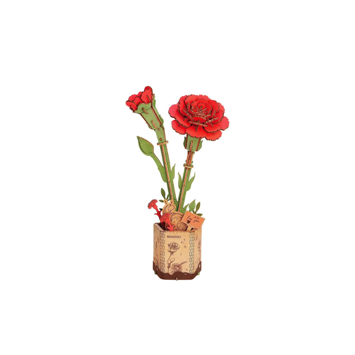 Rowood DIY Fiore in legno Garofano rosso TW052