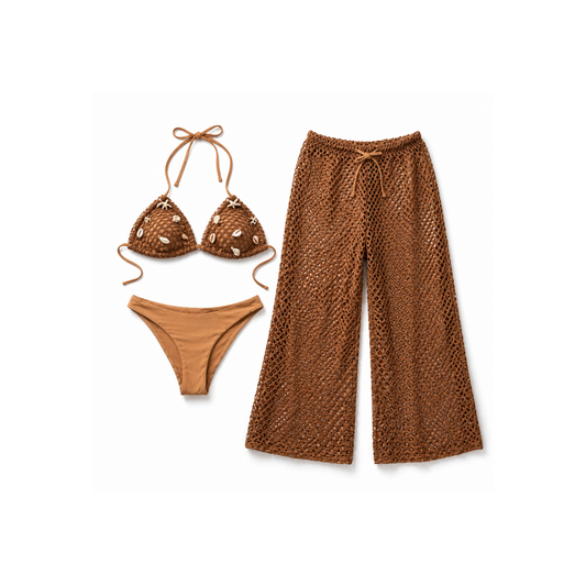 Bikini 3 Pezzi con Pantaloni a Rete