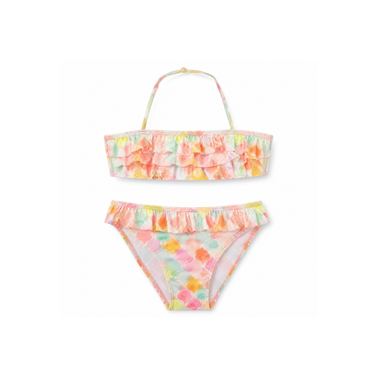 Costume da Bagno Bambina Due Pezzi con Volant e Fantasia Sirena