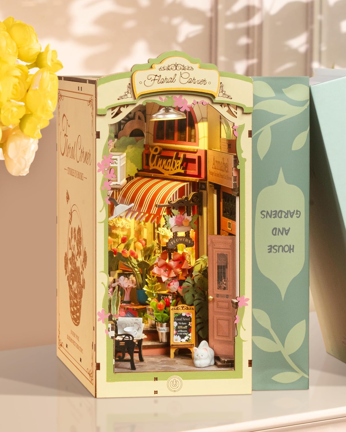 Rolife Floral Corner DIY Book Nook Shelf Insert Kit 3D TGB09