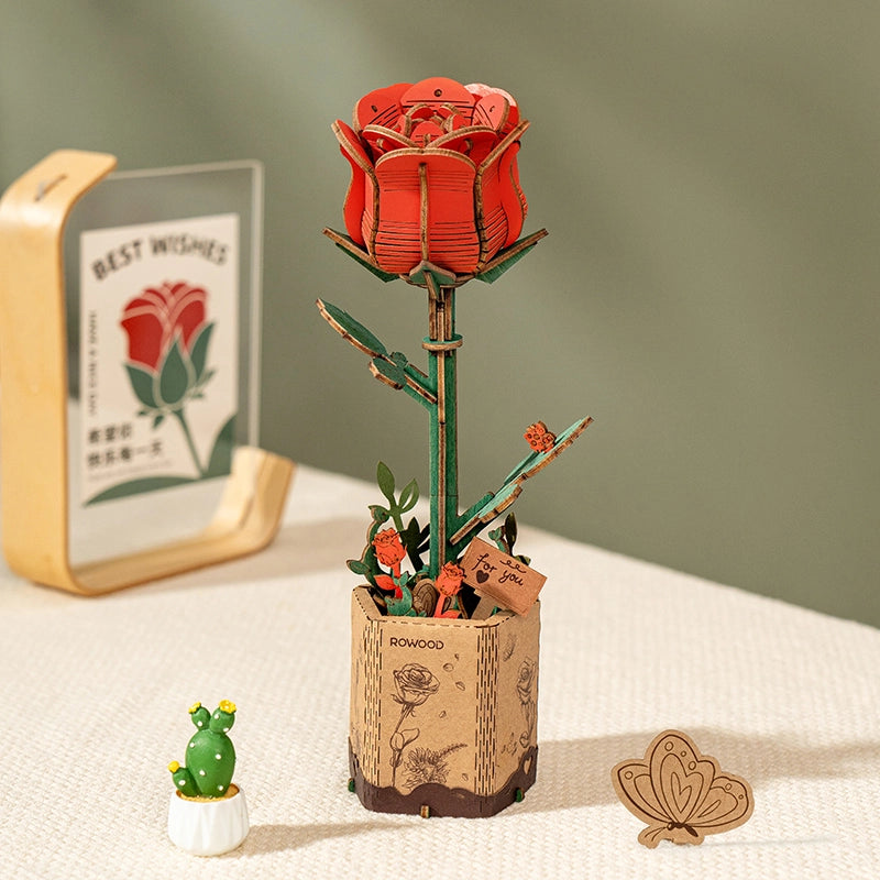 Rowood DIY Fioriera in legno Rosa rossa TW042