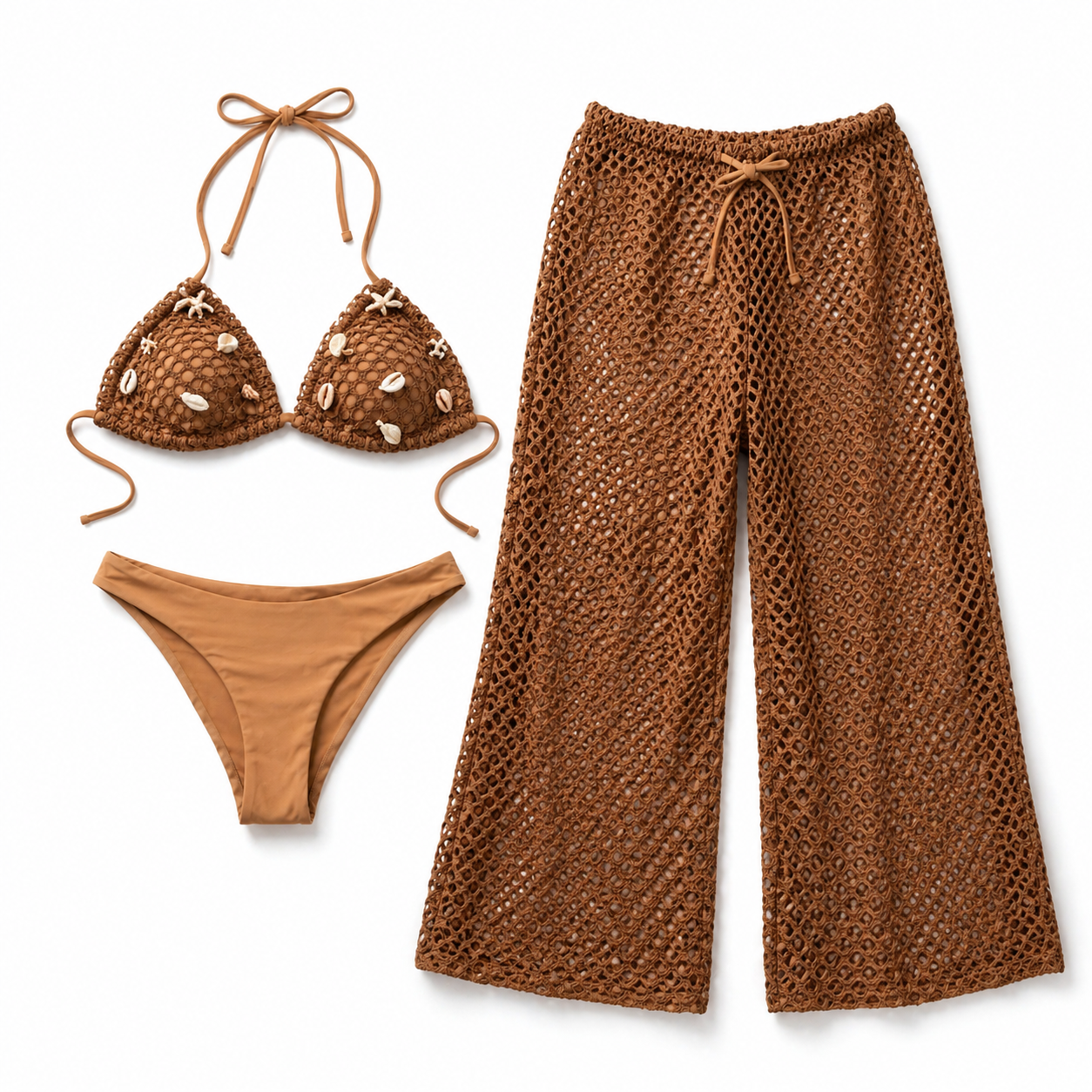 Bikini 3 Pezzi con Pantaloni a Rete