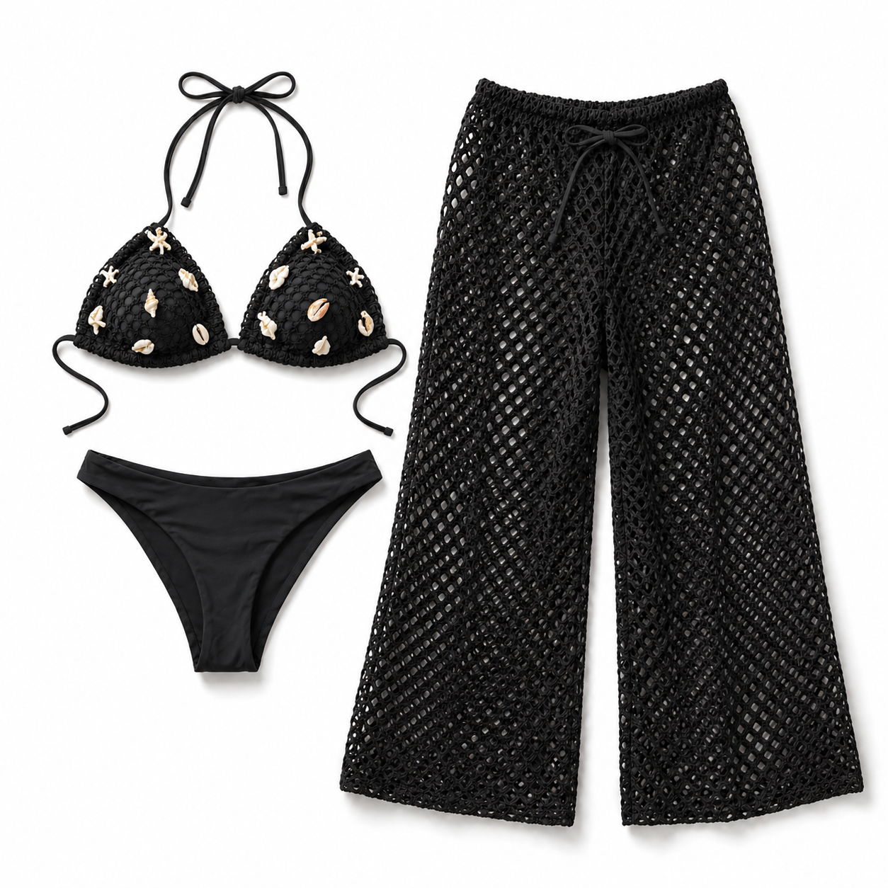 Bikini 3 Pezzi con Pantaloni a Rete