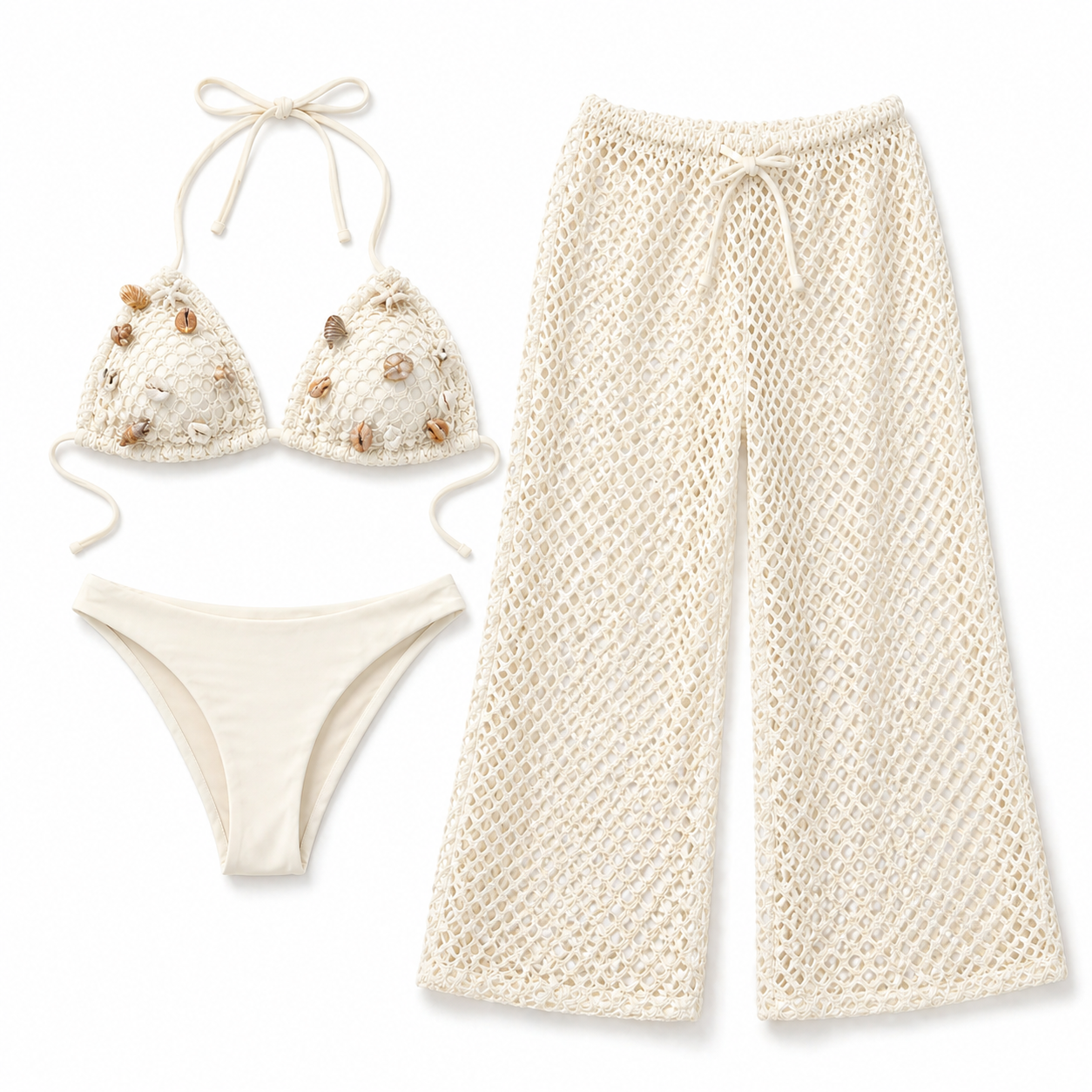 Bikini 3 Pezzi con Pantaloni a Rete