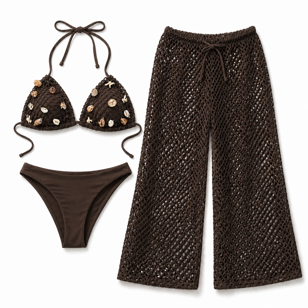 Bikini 3 Pezzi con Pantaloni a Rete