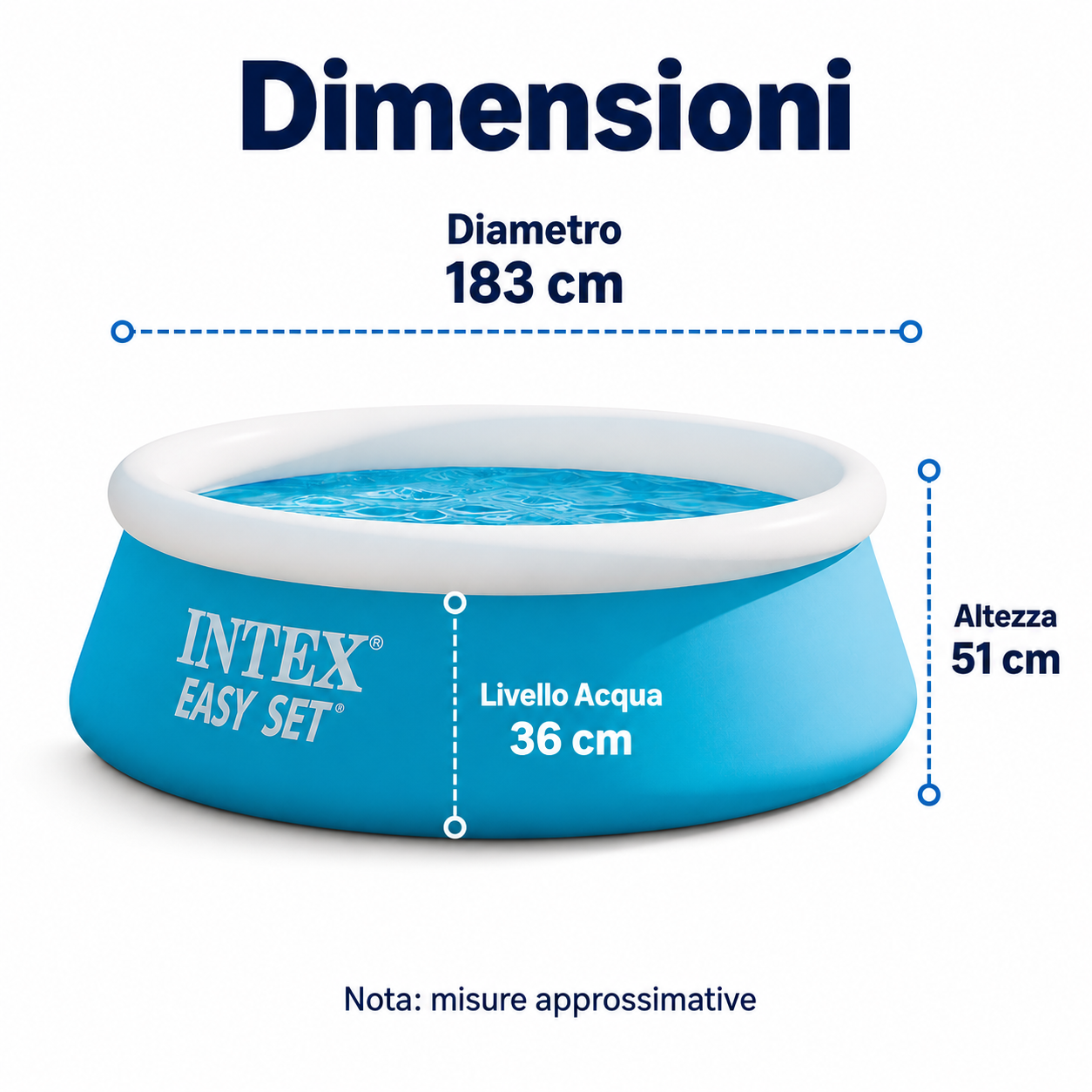 INTEX Easy Set Piscina Gonfiabile 183x51cm Azzura Familiare per Giardino Facile da Installare