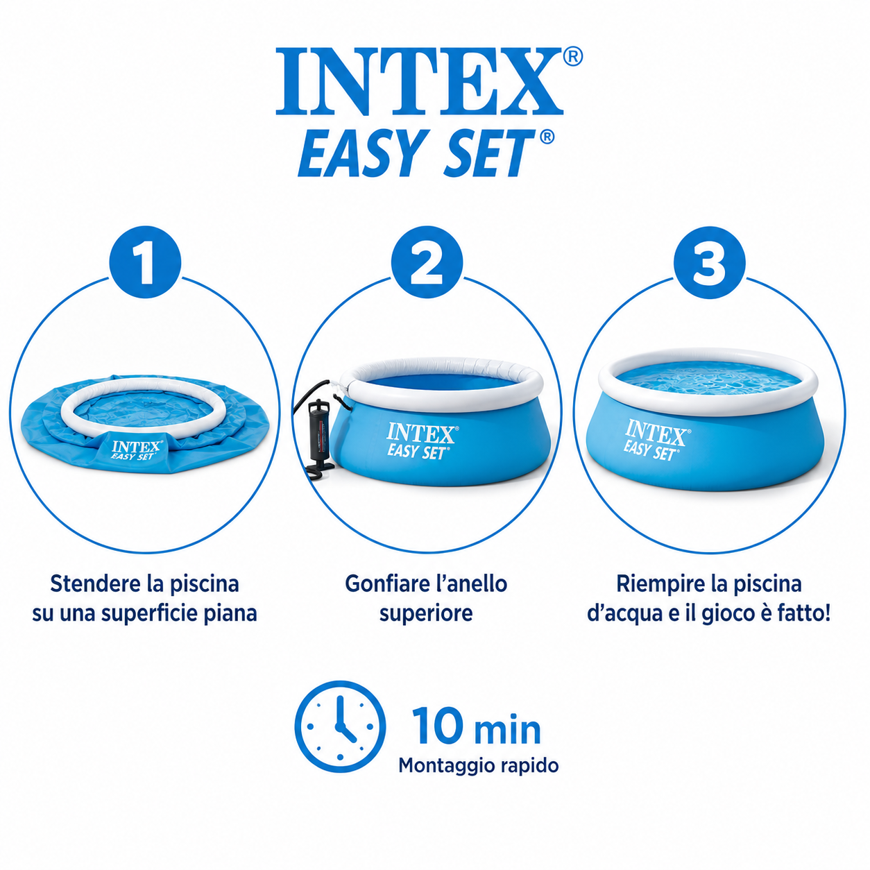 INTEX Easy Set Piscina Gonfiabile 183x51cm Azzura Familiare per Giardino Facile da Installare