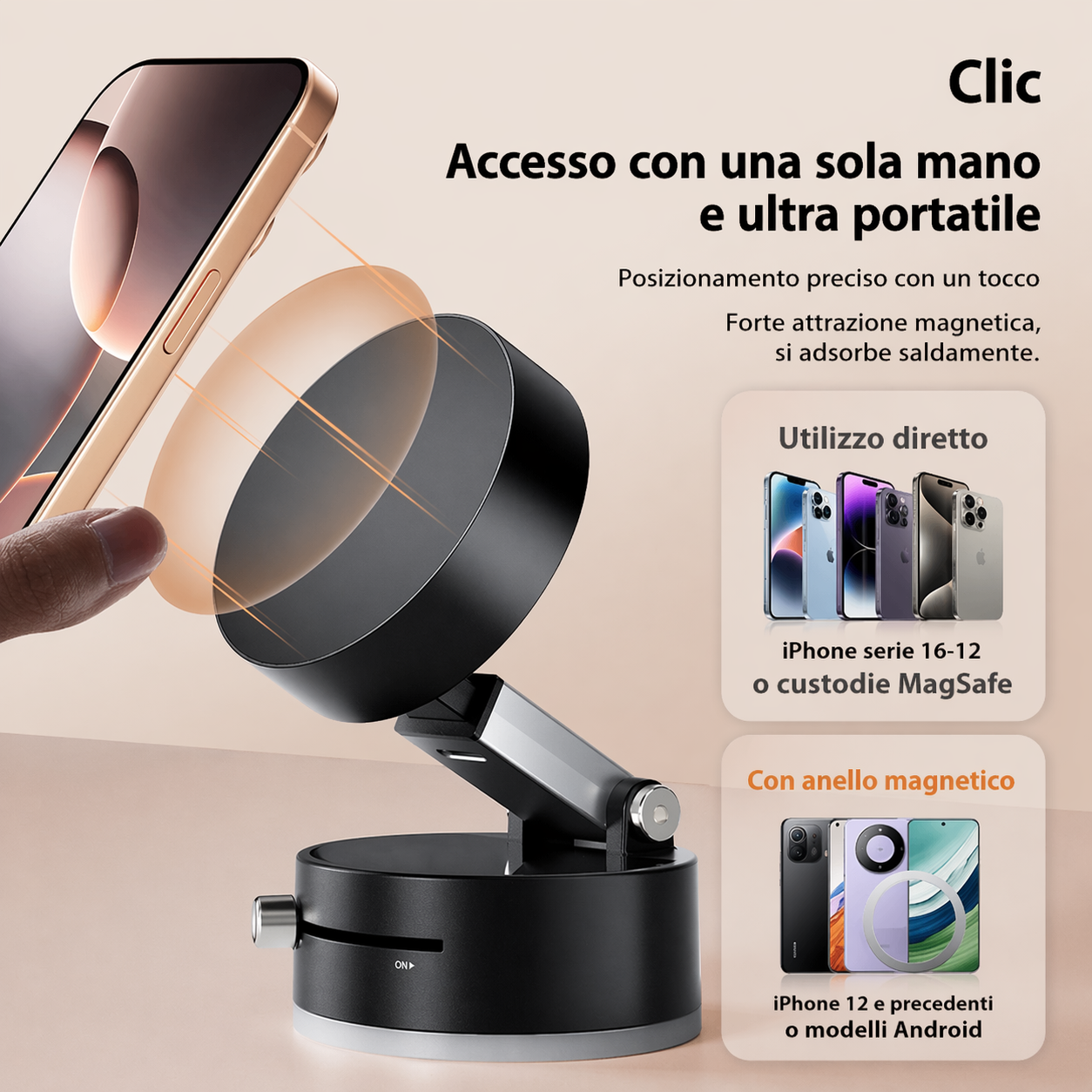 Supporto Telefono Auto Magnetico Pieghevole
