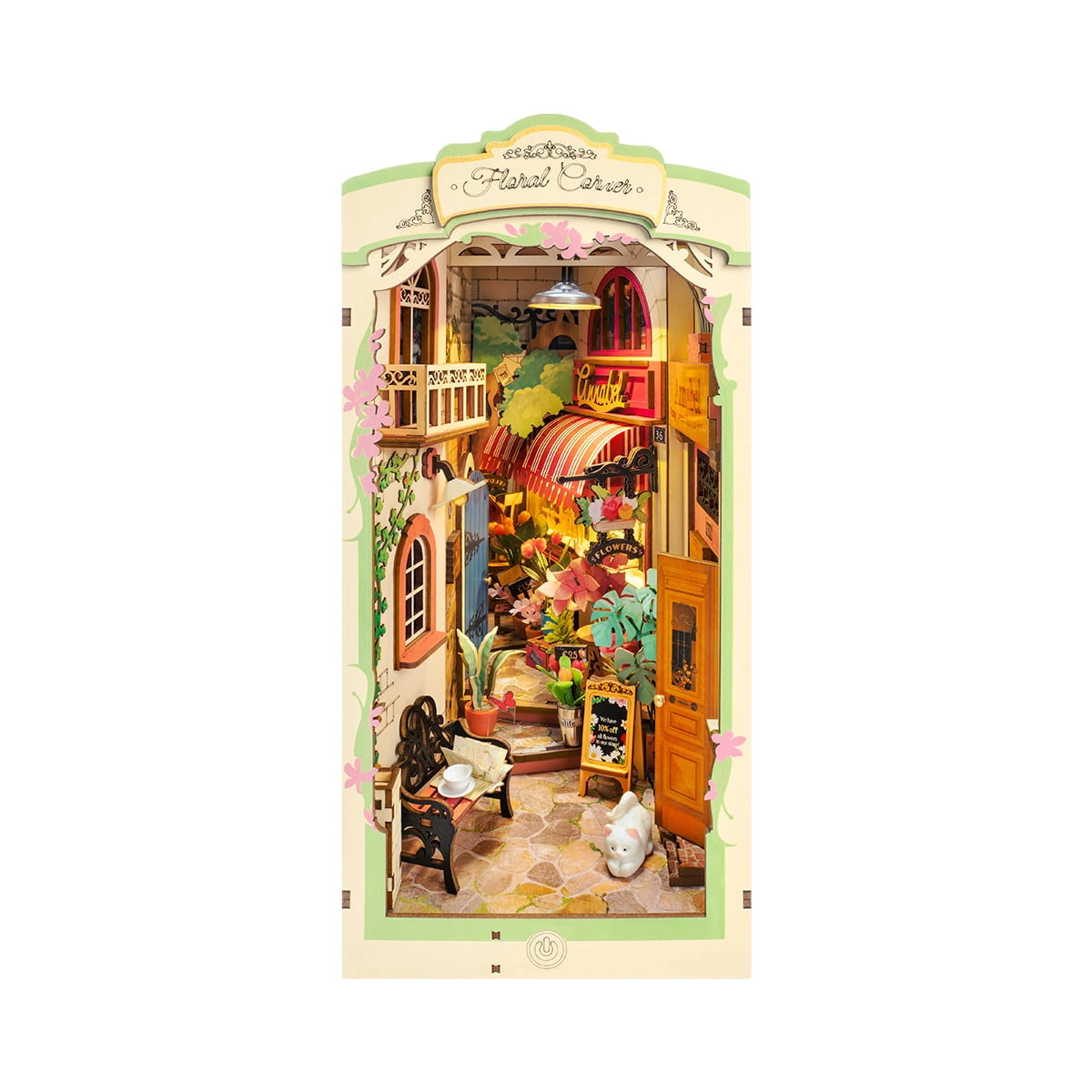 Rolife Floral Corner DIY Book Nook Shelf Insert Kit 3D TGB09
