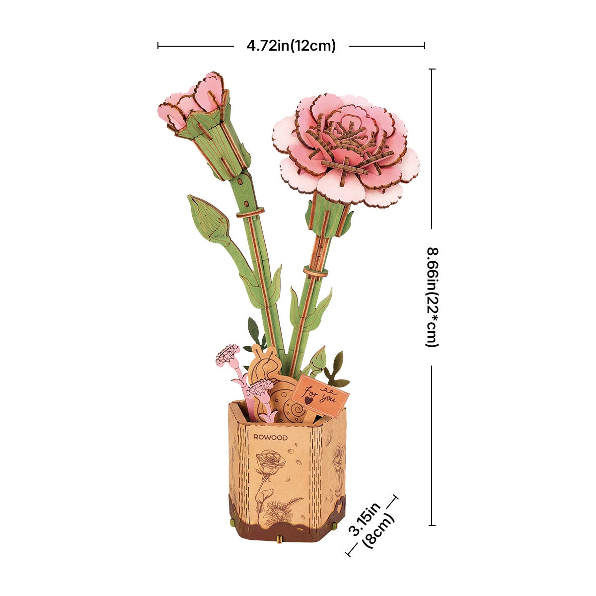 Rowood DIY Fiore in legno Garofano rosa TW051