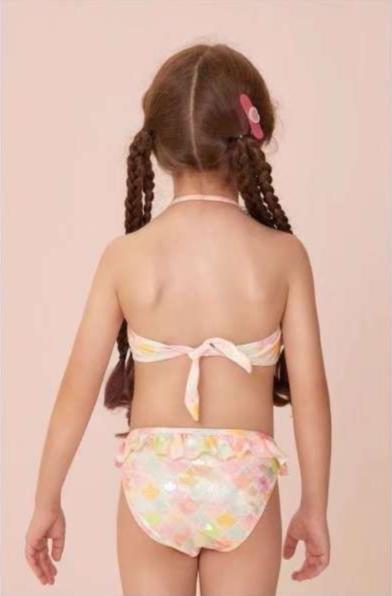 Costume da Bagno Bambina Due Pezzi con Volant e Fantasia Sirena