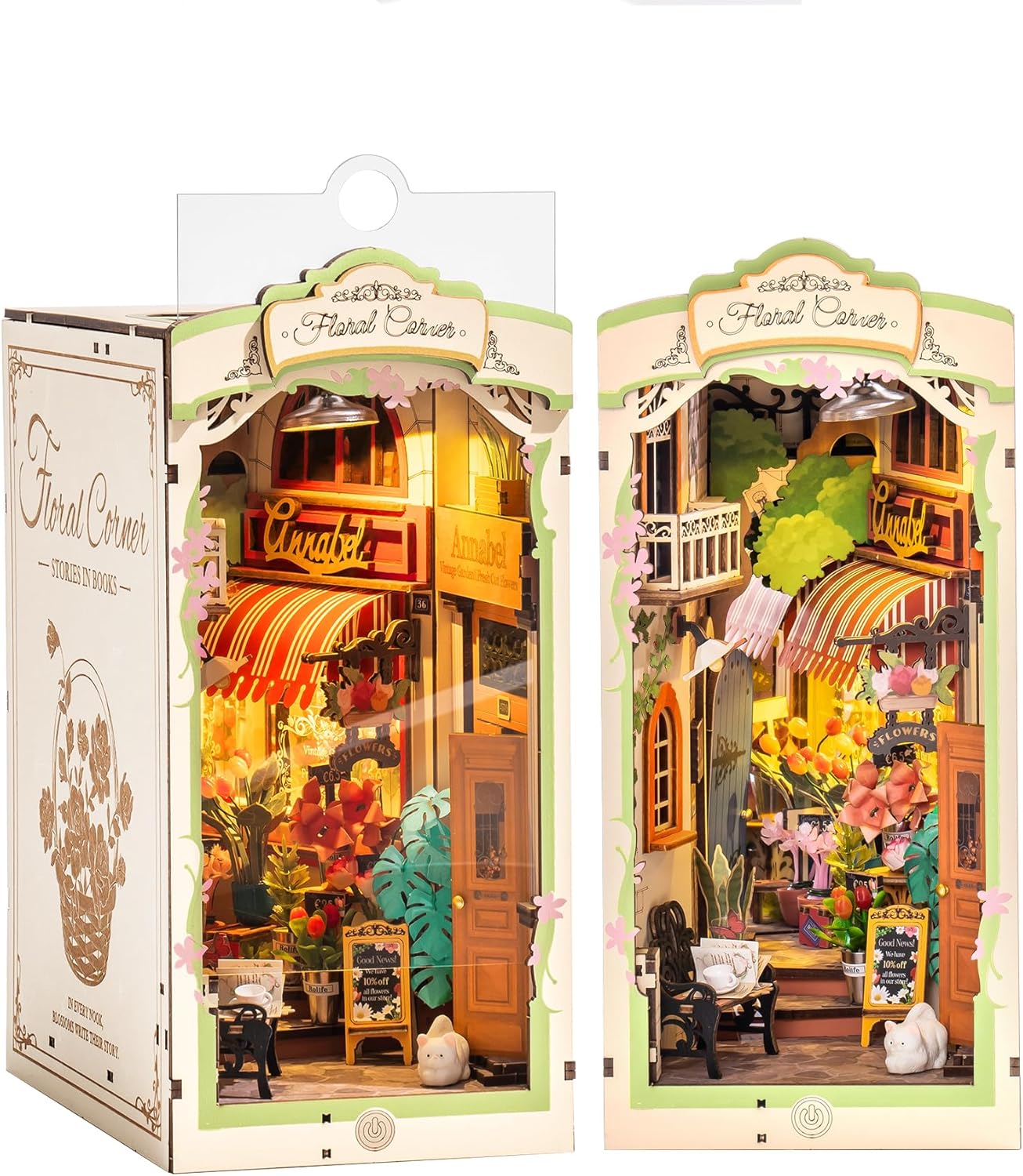 Rolife Floral Corner DIY Book Nook Shelf Insert Kit 3D TGB09