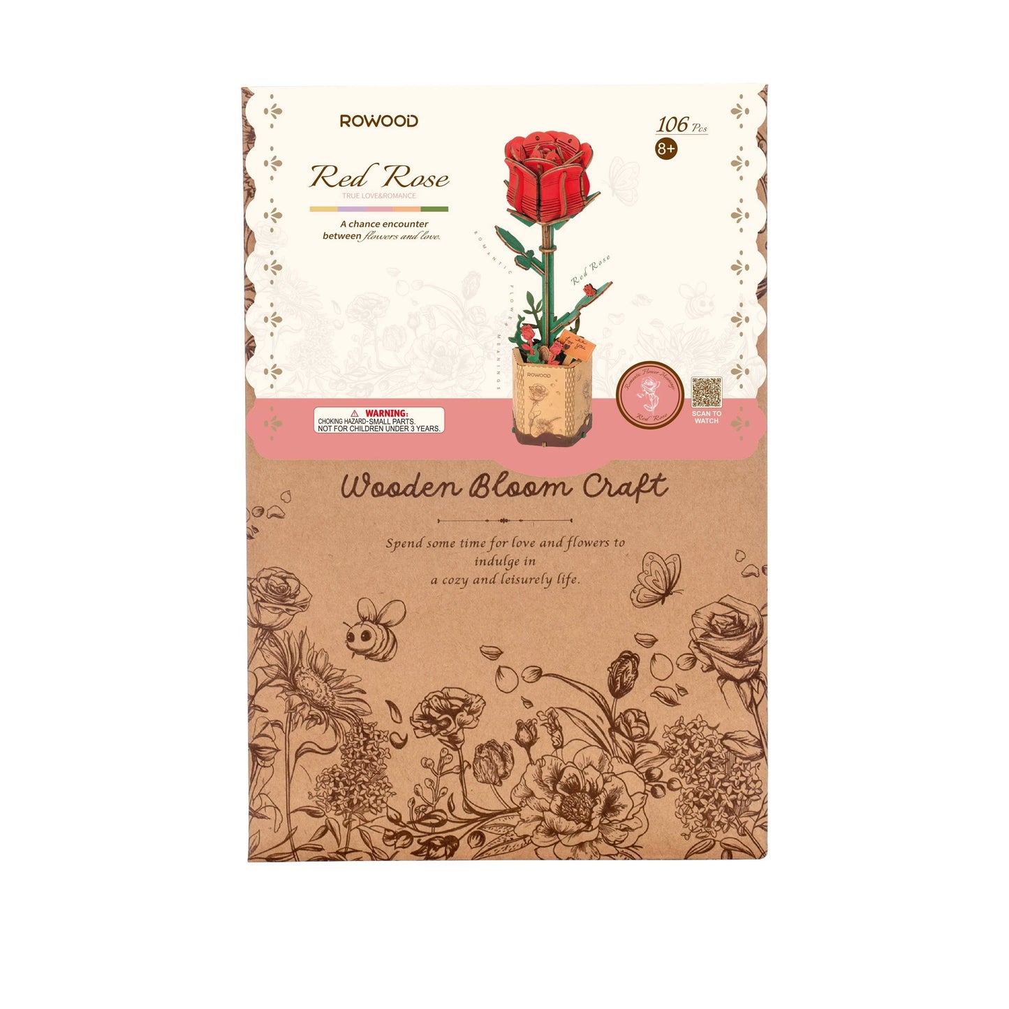 Rowood DIY Fioriera in legno Rosa rossa TW042