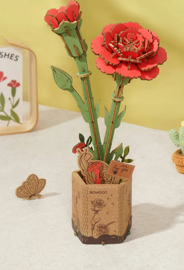 Rowood DIY Fiore in legno Garofano rosso TW052