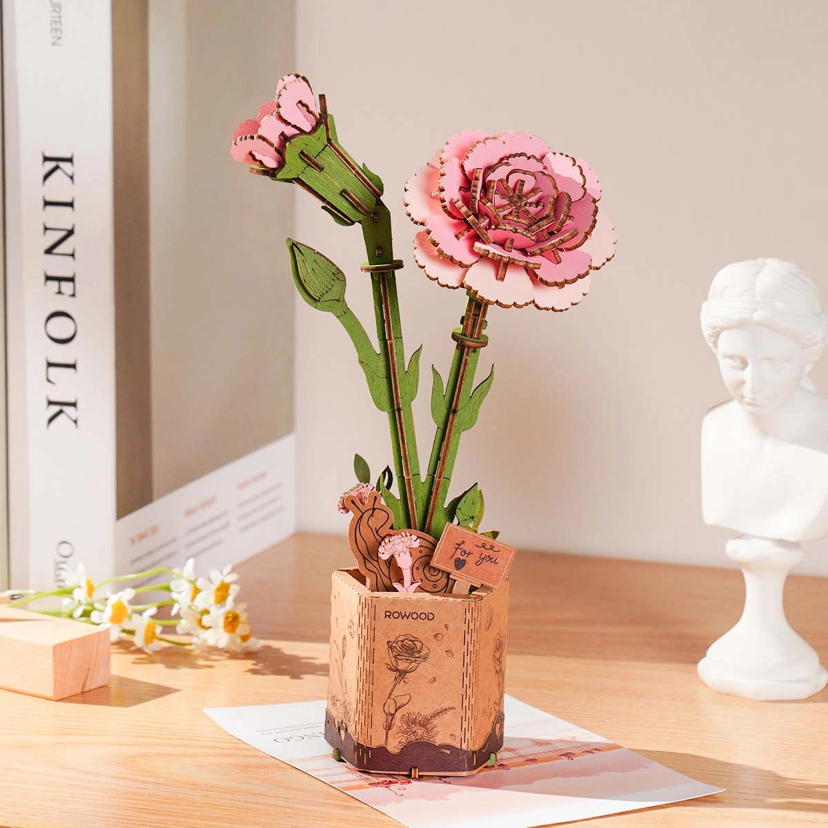 Rowood DIY Fiore in legno Garofano rosa TW051