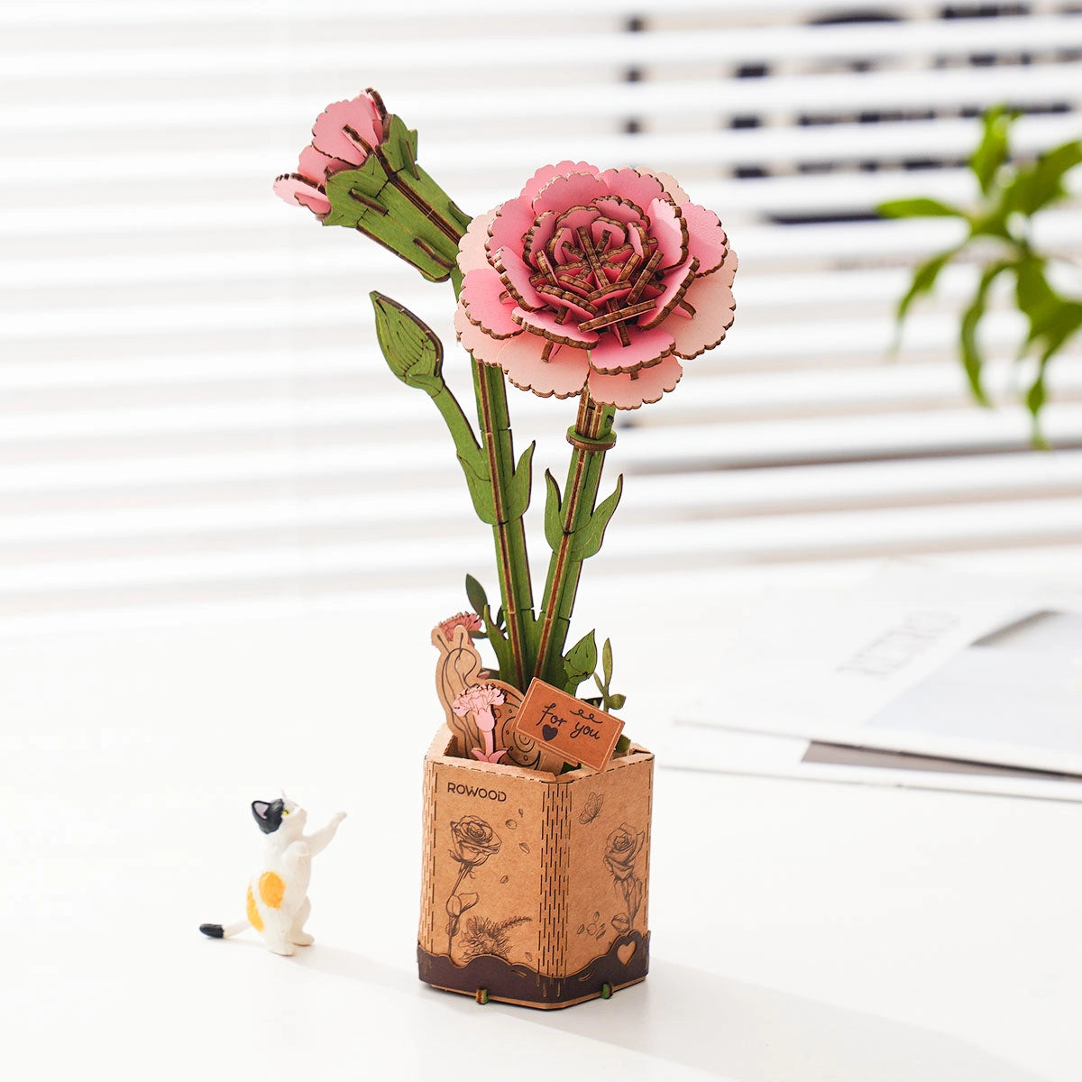 Rowood DIY Fiore in legno Garofano rosa TW051